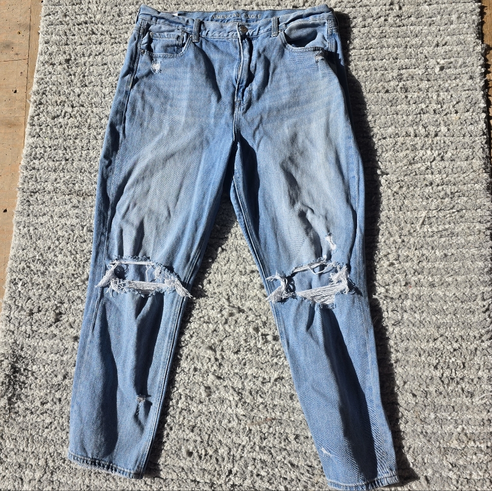 American Eagle Outfitters Light Blue Distressed Boot Cut Denim, Size 16